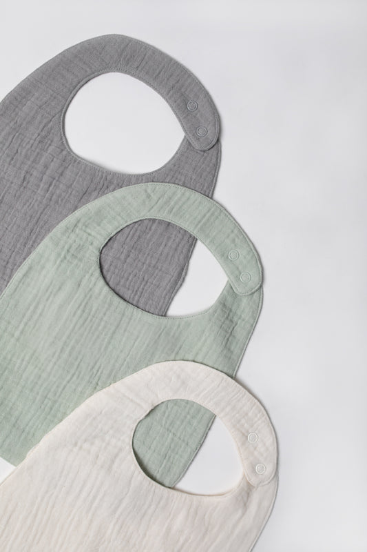 Organic Muslin Cotton Bibs (Pack of 3)