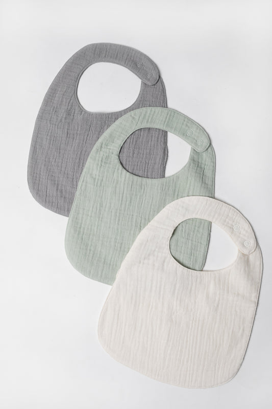 Organic Muslin Cotton Bibs (Pack of 3)
